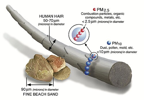 image from the US Environmental Protection Agency particulate pollution sizes