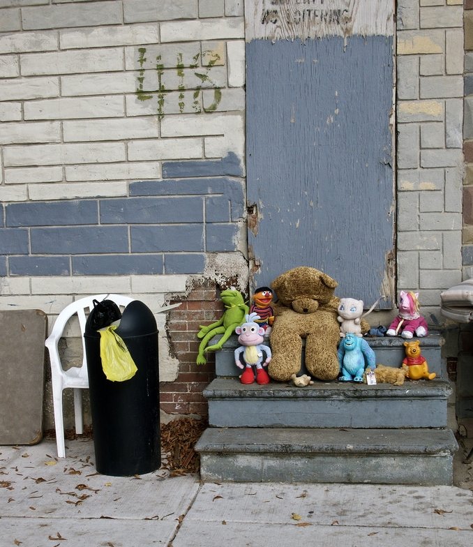 child memorial in a poor neighborhood