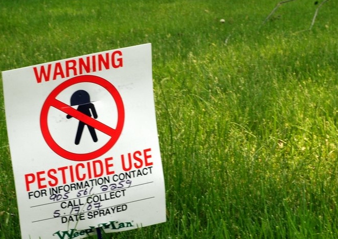 pesticides on a lawn